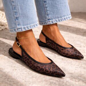 New 7.5 Nine West Leopard Slingback Flats